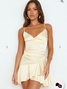Hello Molly Pale Yellow Satin Slip Dress